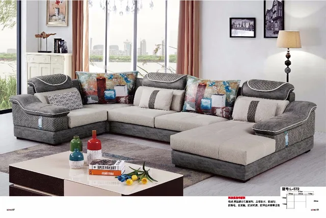Best Offers LDML-572 Modern living room fabric sofa U shape sectional Anti-bacterial fabric comfortable soft fabric sofa set