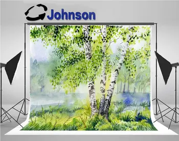 

birch tree watercolor forest landscape photo studio background Vinyl cloth High quality Computer print wall backdrop