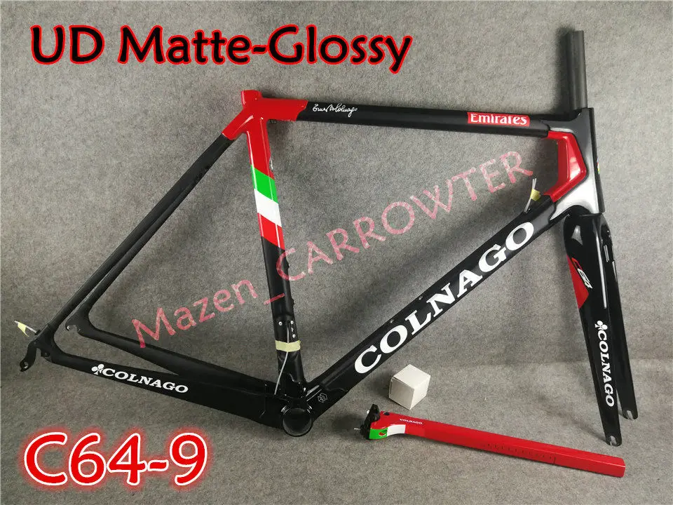 Clearance T1100 UD Team Emirates Colnago C64 carbon road frame+Handlebar+Saddle+Bottle cages+50mm carbon wheelset Novatec A271 hubs 1