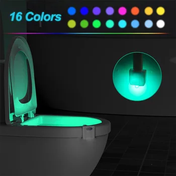 

16/8 Colors Smart Body Sensing LED Motion Sensor Night Lamp Toilet Bowl Bathroom Backlight For Emergency WC Toilet Seat Lights