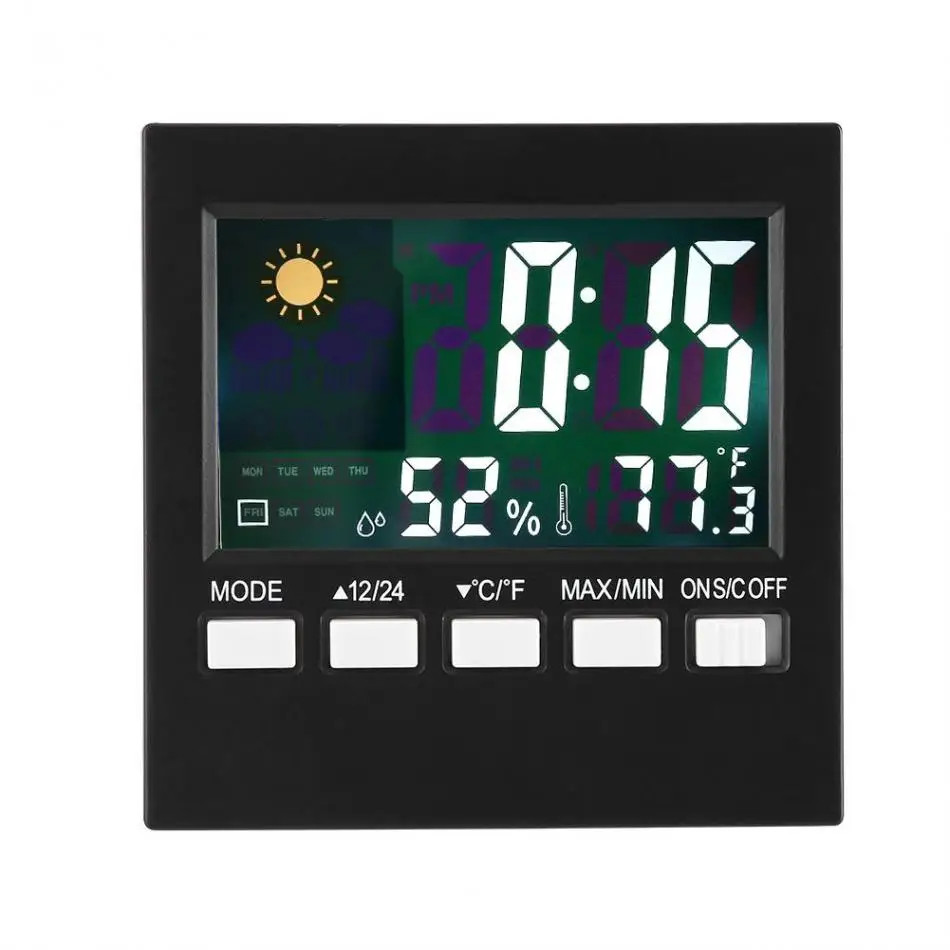 

Digital Thermometer Alarm Clock Temperature Humidity Weather Station Display Temperature Tester Meter with Backlight