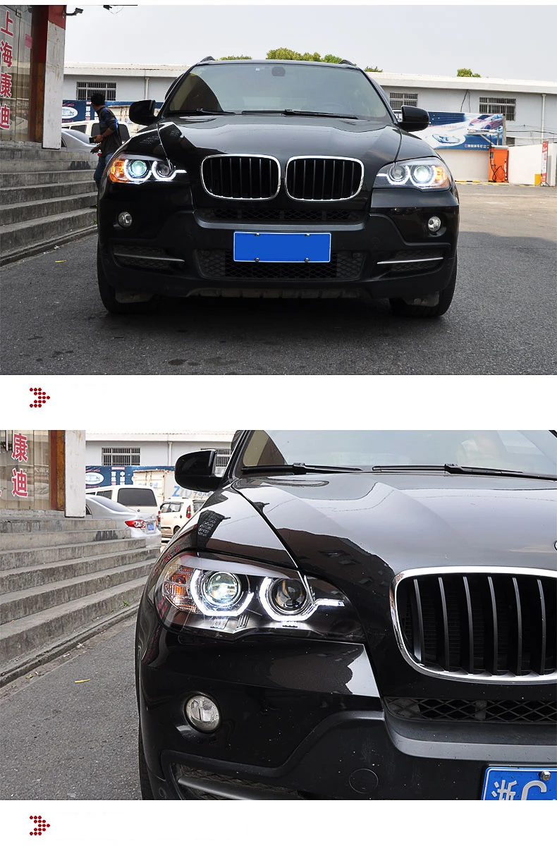 Стайлинга автомобилей корпус передней фары для BMW X5 E70 2007-2013 светодиодный фары BMW X5 E70 светодиодный фар H7 D2H ангел спрятал глаза биксеноновые фары