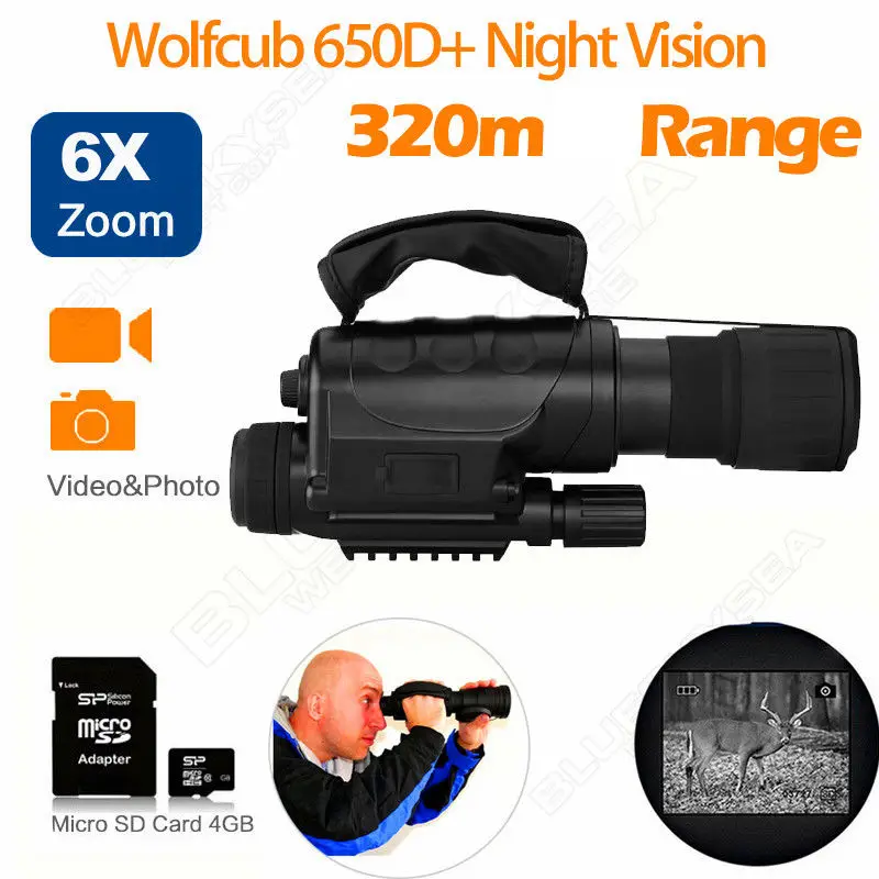 

Free shipping!Wolfcub NV-650D+ Infrared Night Vision IR Monocular Telescope Scope Recorder DVR