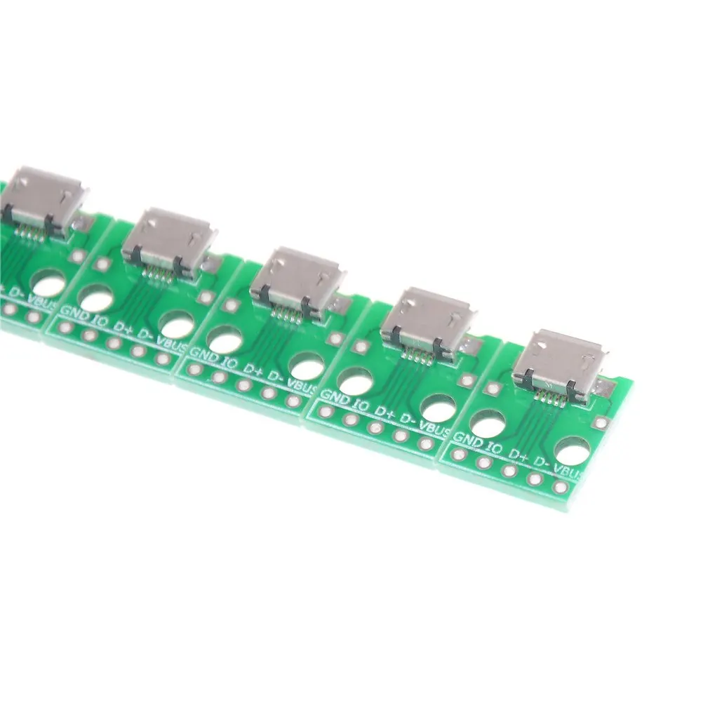 

10pcs Female 5-Pin Pinboard Mini Micro USB to DIP 2.54mm Adapter Connector Module Board Panel 2.54mm Micro USB PCB Type Parts