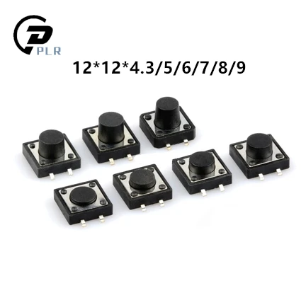 10 шт. Мини кнопочный переключатель PCB Tact 4 контактный микро SMD 12*12*4 3/5/6/7/8/9 мм 12x12*4 3