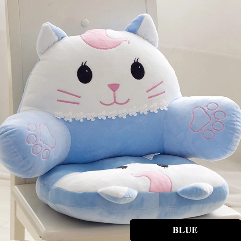 Мультяшный стул для кота подушки, подушки для домашнего декора, милая подушка для сиденья, подушки для диванов, офисное кухонное кресло - Цвет: BLUE