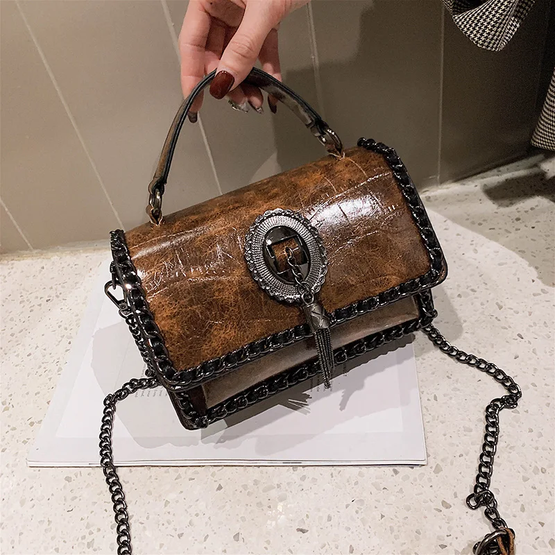 

2019 Women Shoulder Bag Brands Designer Chain Strap Flap ladies leather Handbags Messenger Bag women Clutch Bag Buckle purse