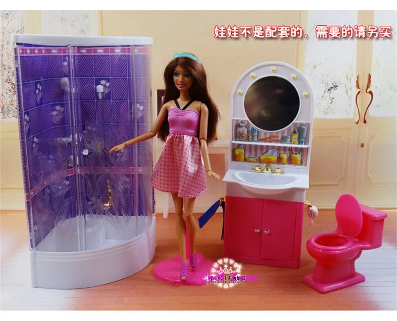 Миниатюрная мебель для ванных и туалетных комнат для кукольного дома Барби лучший подарок игрушки для девочек подарок на Рождество/День рождения детский игровой набор