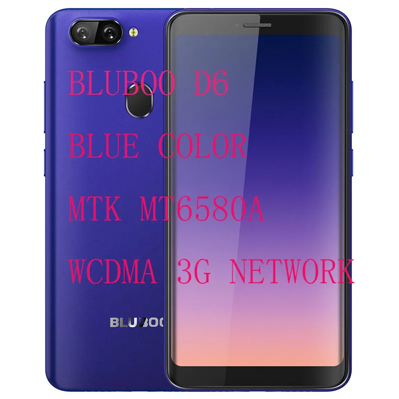 Смартфон Bluboo D6 D6 PRO, Android 8,1, четырехъядерный, 5,5 дюймов, отпечаток пальца, 2 ГБ, 16 ГБ, две sim-карты, аккумулятор 2700 мАч, сотовые телефоны - Цвет: D6WCDMABLUE