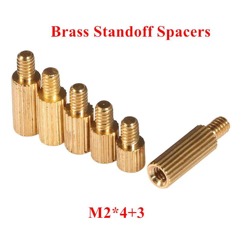 500pcs M2*4+3 Brass Standoff Spacer Round Pillar Thread M2 Spacing