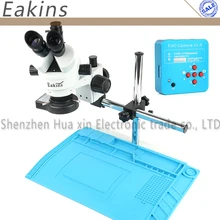 Simul-focal непрерывный 3,5~ 90X Тринокулярный Стерео микроскоп 21MP 2K HDMI видео микроскоп камера одна рука вращающийся кронштейн+ коврик