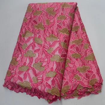 

Free shipping (5yards/pc) pink African party lace fabric two colors big cord lace fabric high quality for party dress WLP836