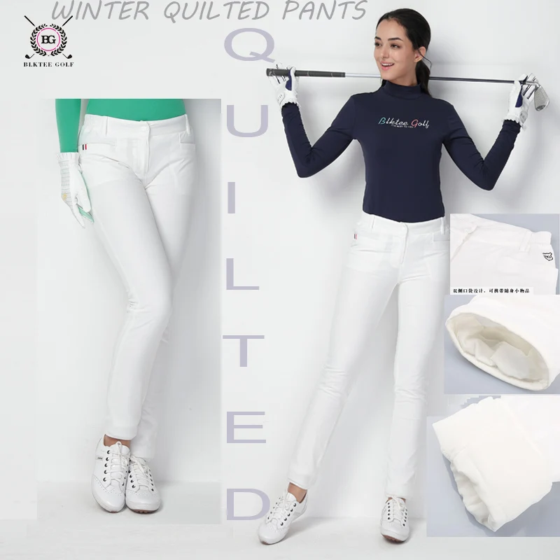 

2018 Winter Women golf pants thicken quilted long pants Korean style slim elastic waistline 3 colors S~XL lady Autumn trousers