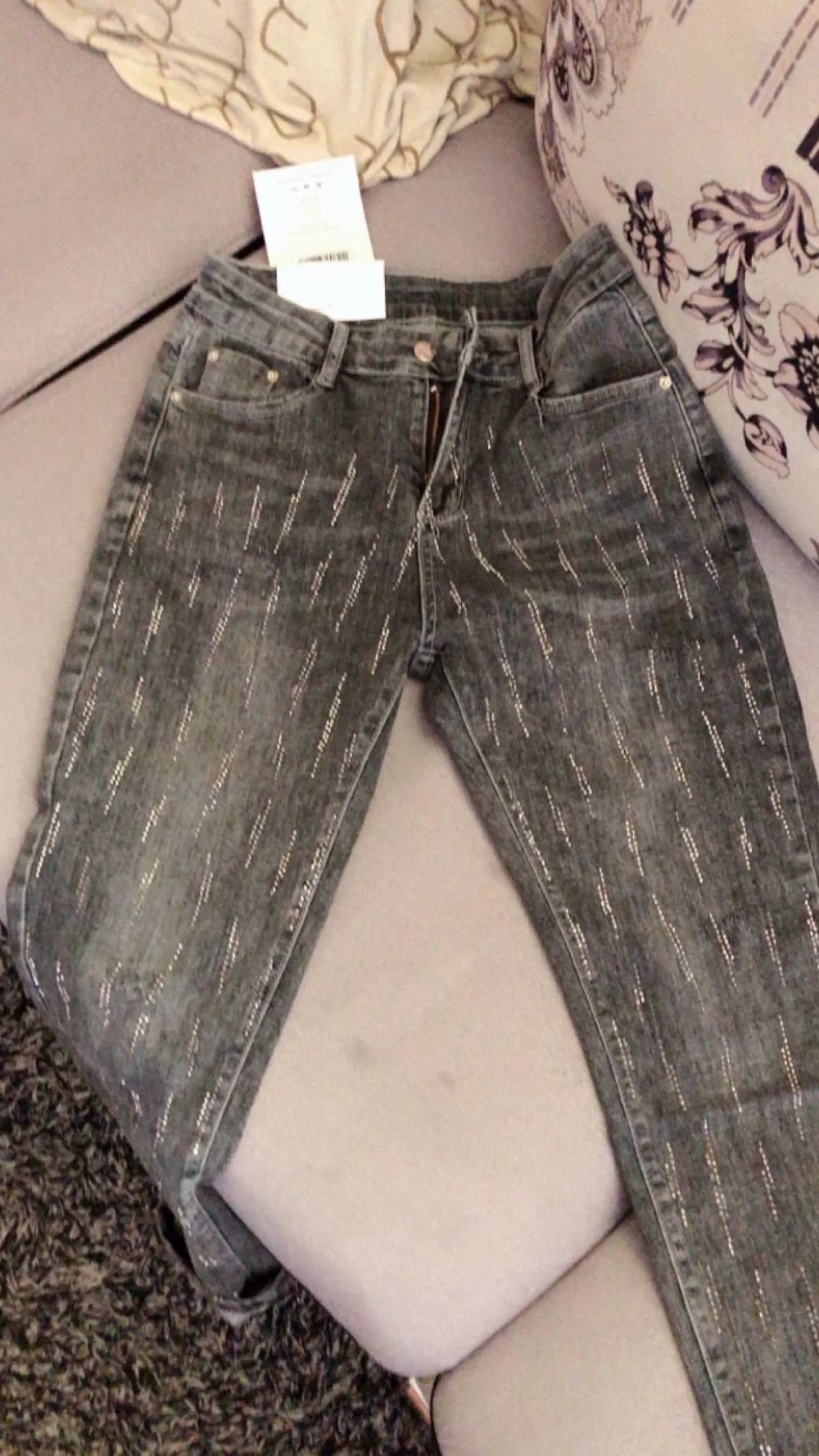 Тяжелая работа Горячая бурение дымчато-серые джинсы женские с высокой талией свободные лодыжки длина шаровары размера плюс 26-31
