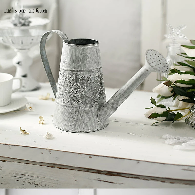 vintage handcraft small watering can flower pot