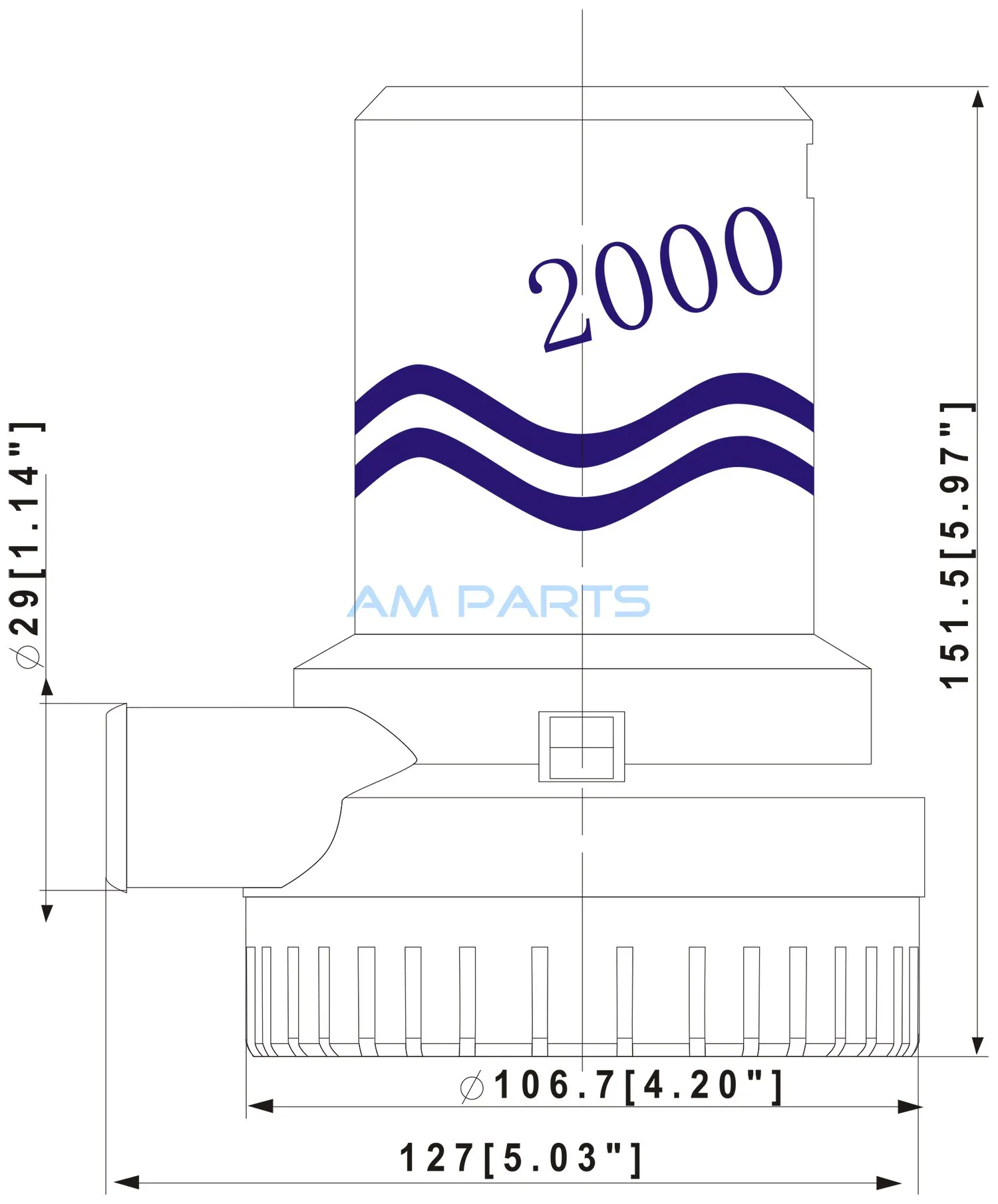 12 V 2000GPH лодка Трюмный насос для мореплавания водяной насос постоянного тока погружной насос