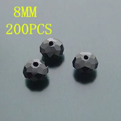 Китай высшее качество AAA 5040 белый AB хрустальные бусины 4 мм 6 мм 8 мм 10 мм 12 мм 14 мм стеклянные бусины из хрусталя бусины rondelles - Цвет: Black 8MM 200PCS