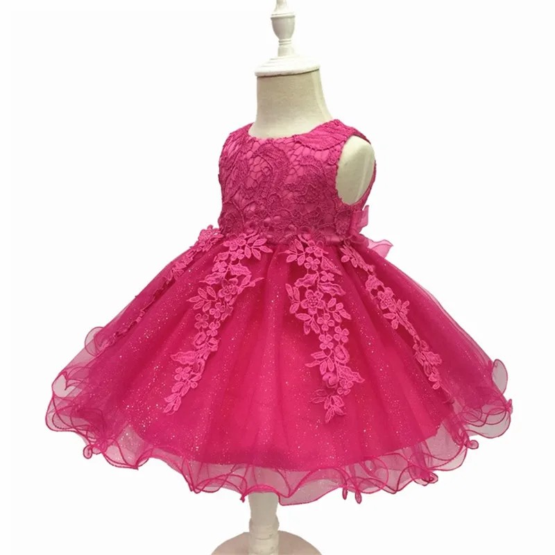 Платье для маленьких девочек Детские вечерние платье для принцессы на день рождения Infantil Крестильная одежда для новорожденных Vestidos Sukienki Bautizo - Color: Rose Red