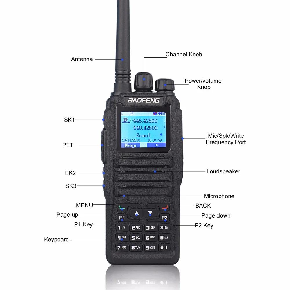 Рация baofeng dmr радио Двухдиапазонная цифровая рация DM-1701 dual Time slot Tier II(dm-5r плюс обновленная версия