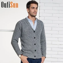Oufisun Европейский Стиль Для мужчин Hitz тонких Повседневное хлопок мужской свитер-Кардиган с длинным рукавом Свободный кардиган, пальто Для мужчин верхняя одежда