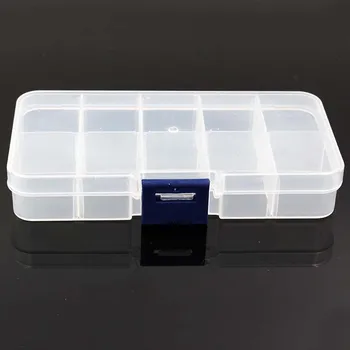 

New 10 Grids Colorful Transparent Plastic Nail Art Tip Case Storage Box for Small Accessories Component Jewelry Tool Box