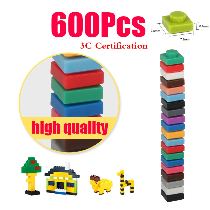 

600Pcs DIY Plate 11 W Knob Enlighten Block Bricks Compatible LegoING Toy Building Block Accessories Educational Toys For Kids