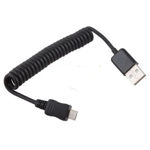 Spiral Coiled USB 2.0 A Male to Micro USB B 5Pin Adaptor Spring Cable