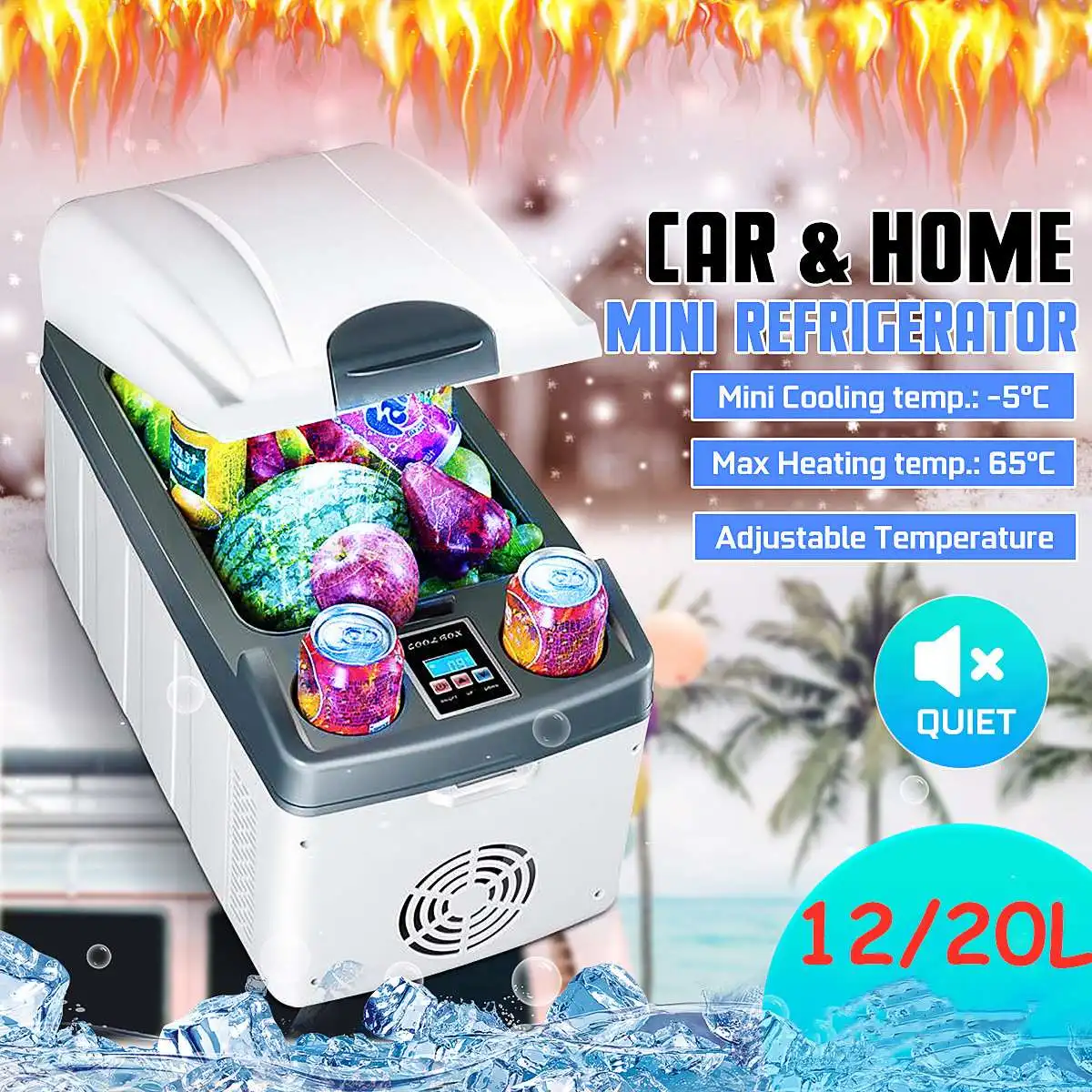 Best Price 12L/20L Portable Mini Refrigerator 12V/240V Car Camping Home Fridge Cooler/Warmer -5~65 Degrees with Portable Handle
