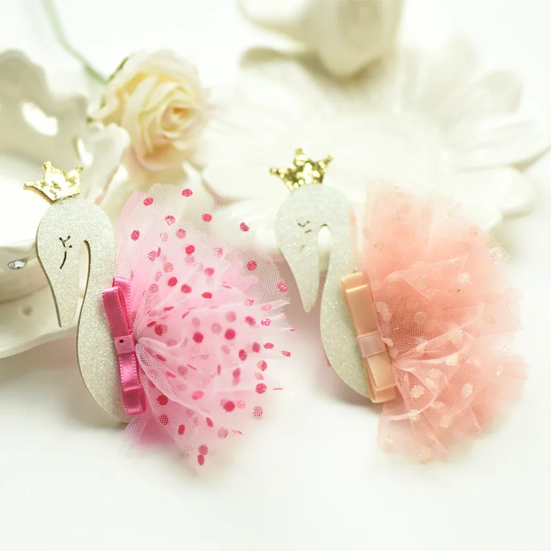 

5pcs/lot Baby Girl Cartoon Little Swan Princess Hair Clips