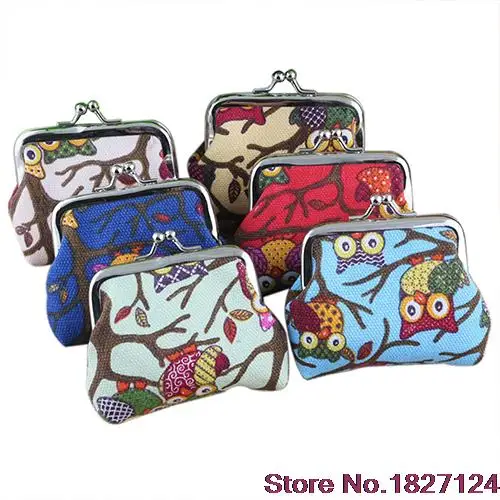 

2015 Popular Style Women's Cute Multi-colors Owl Printed Coin Purse Wallet Canvas Pouch Money Bag BVM8