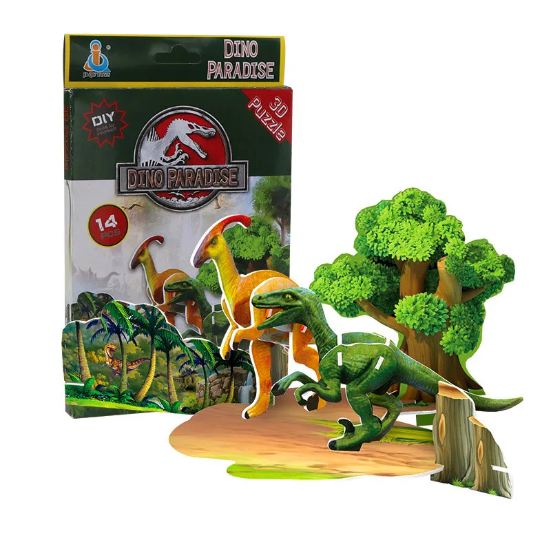3D бумажная головоломка модель динозавра детская головоломка развитие ума игра обучения образовательная среда resea - Цвет: dinosaur model 4