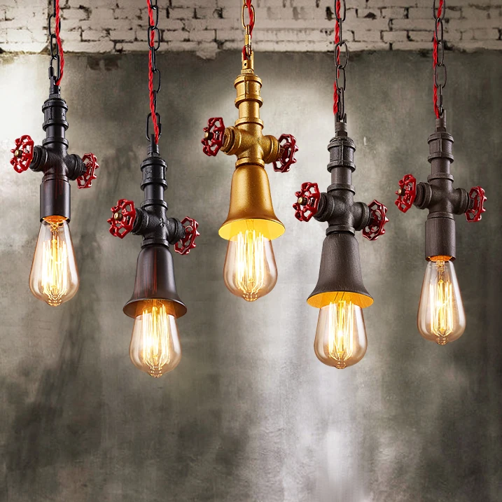 

Industrial Pendant Light Fixture Waterpipe Lamp American Vintage Hanging Lights Restaurant Cafes Droplight Home Indoor Lighting