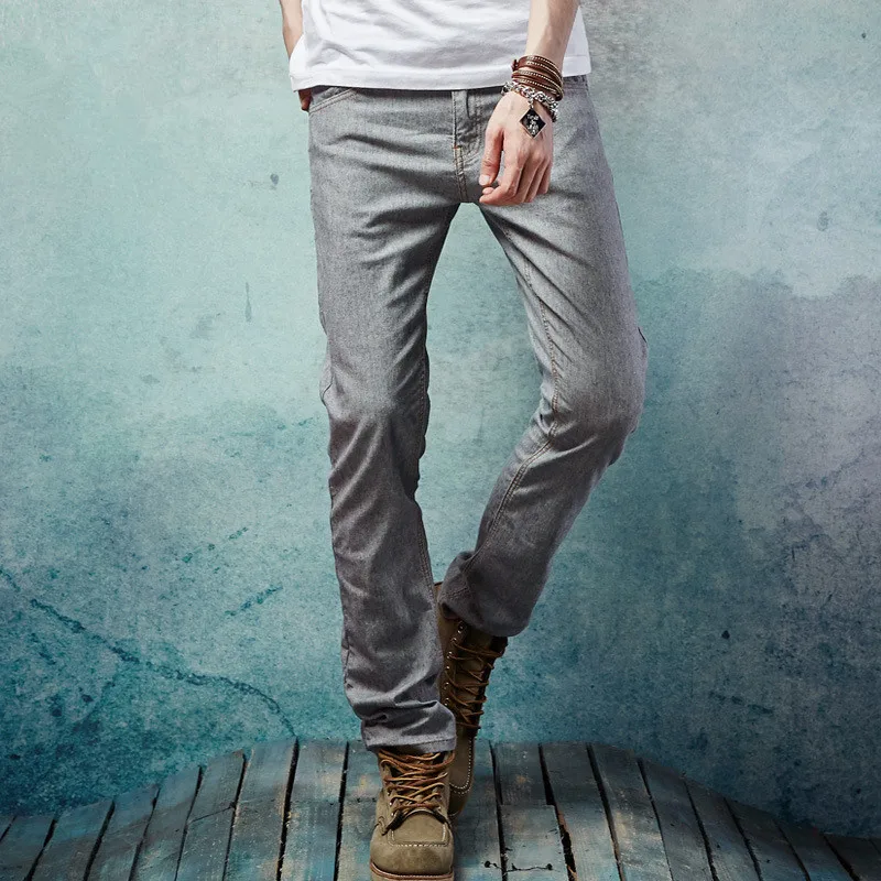 Новинка, модные мужские эластичные джинсы, Мужские повседневные дизайнерские Джинсовые штаны известного бренда, облегающие прямые джинсы высокого качества, полная длина - Цвет: Gray