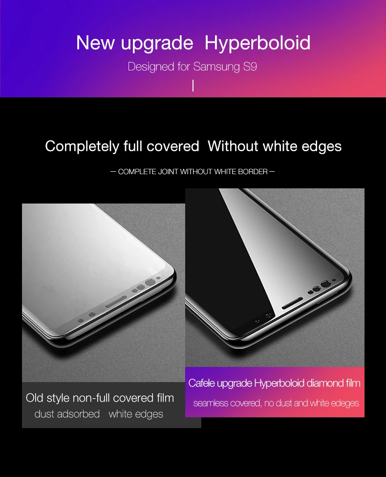 CAFELE 9D изогнутое закаленное стекло для samsung Galaxy S9 полный закругленный протектор экрана для samsung оригинальная гиперболоидная пленка