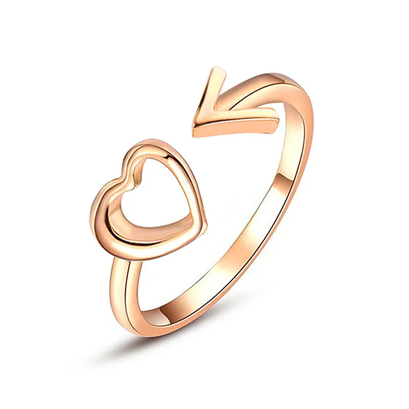 

New Arrival Heart Arrow Open Rings Adjustable For Women Fashion Lover Finger Jewelry Valentine's Day Gifts