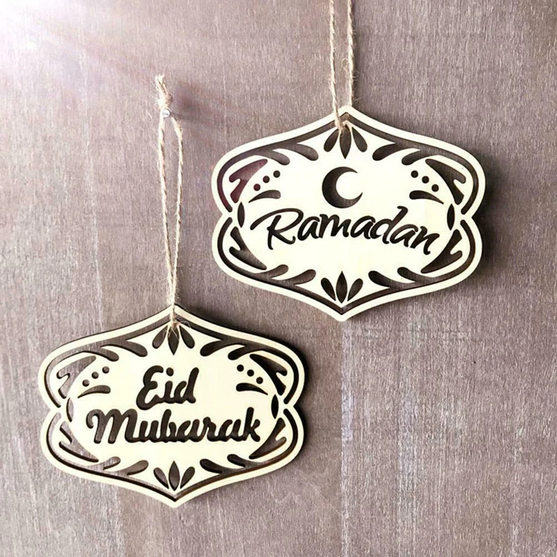Eid деревянная подвеска сделай сам Mubarak мусульманский фестиваль натуральное