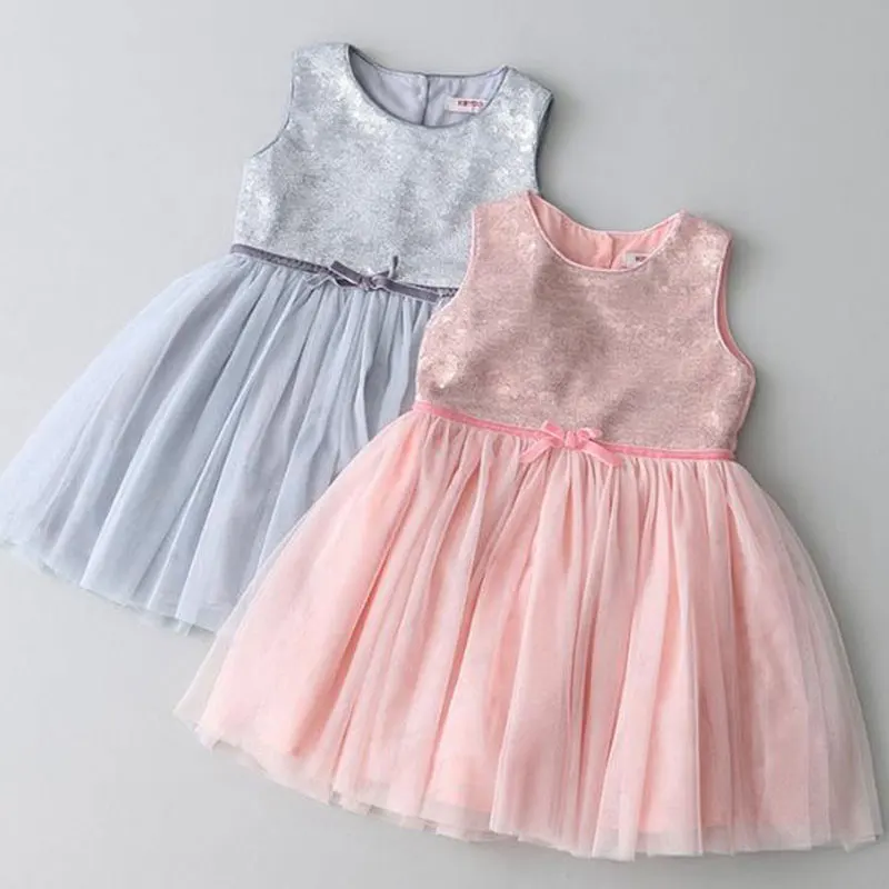 Платья в европейском и американском стиле для девочек, детское праздничное платье принцессы без рукавов на день рождения, Детская летняя одежда