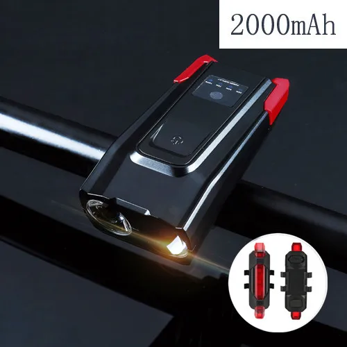 4000 mAh велосипедный фонарь индукционный велосипед передний свет набор USB Перезаряжаемый умный фонарь с рогом светодиодный свет велосипеда+ задний фонарь - Цвет: with Rear Lamp