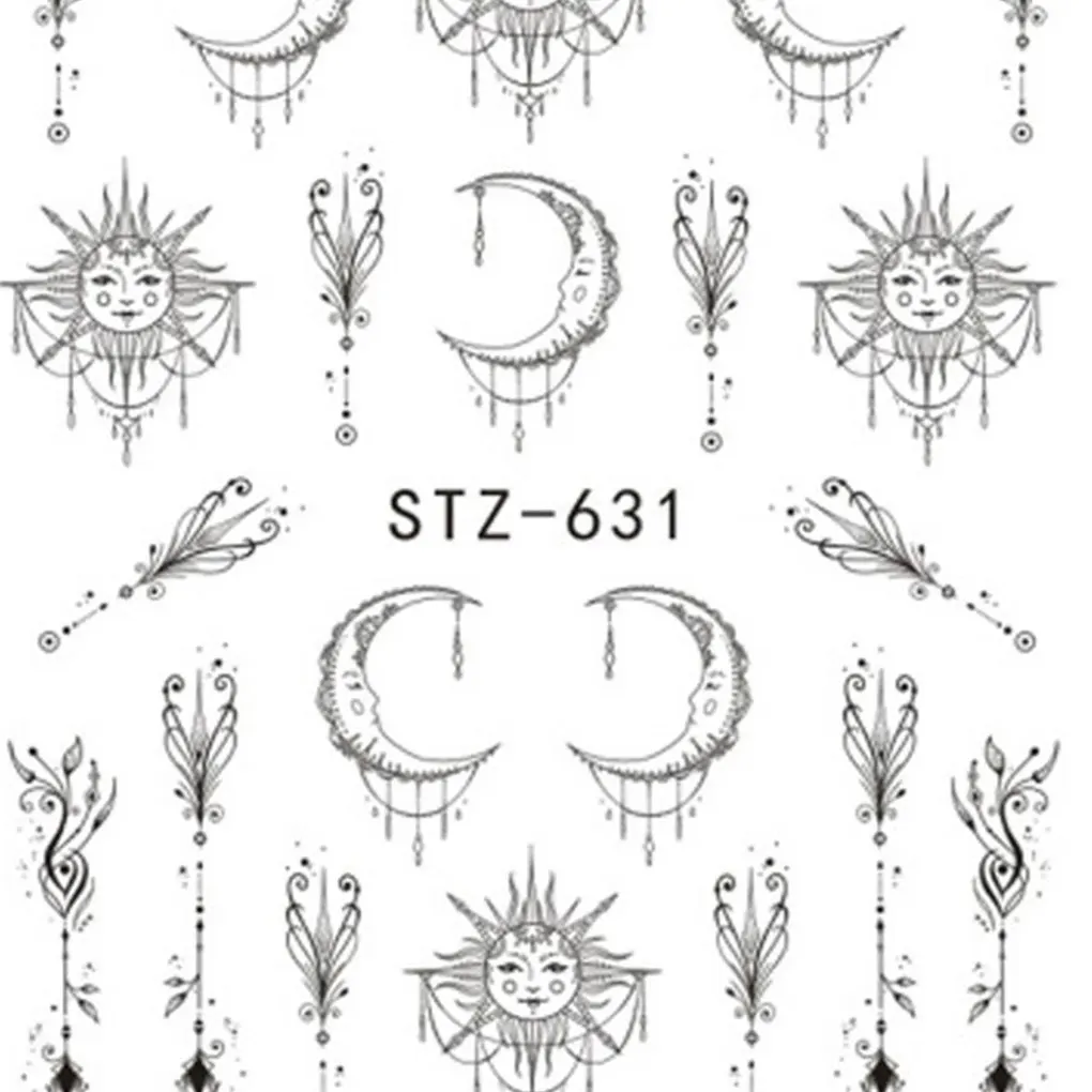 

2018 HOT SALE Abstract Nail Sticker Tatoos Simple DIY Flower Moon Heart Nail Transfer Sticker Manicure Wraps