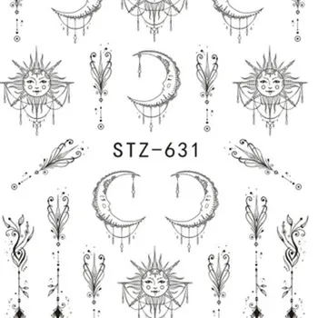 

2018 HOT SALE Abstract Nail Sticker Tatoos Simple DIY Flower Moon Heart Nail Transfer Sticker Manicure Wraps