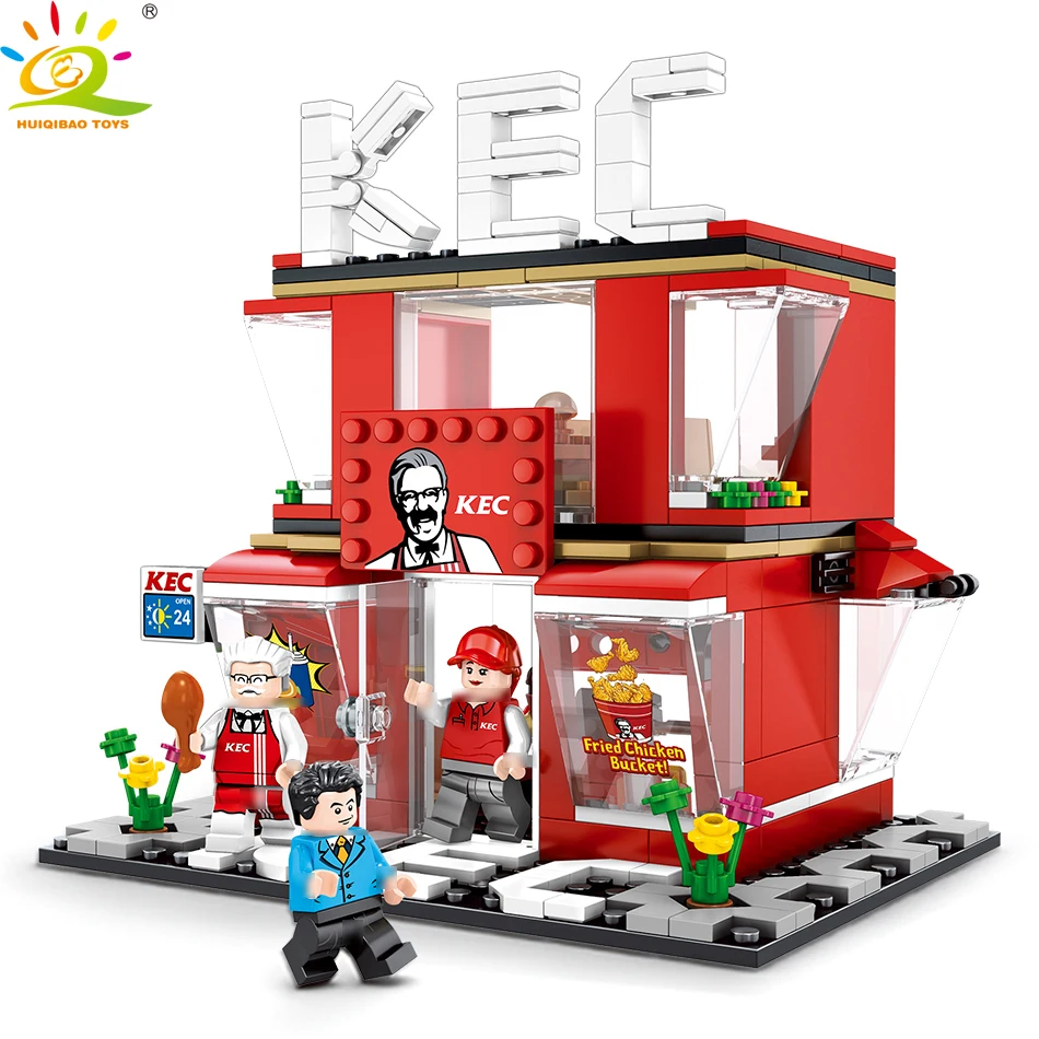 

282Pcs City Mini stree Restaurant shop Model building blocks Compatible Legoed Architecture bricks Educational Toys For Children