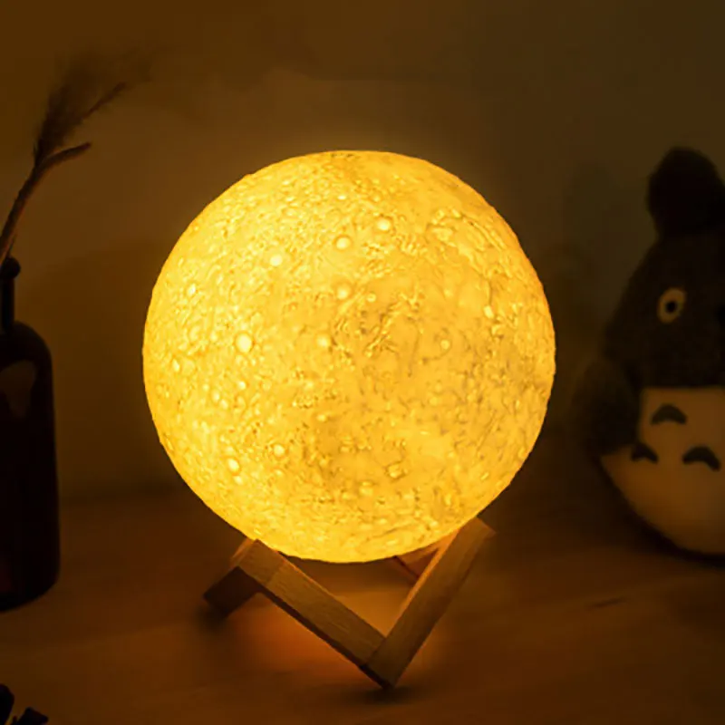 

Lansigo Dropship 3D Print Moon Lamp Colorful Change Touch Remote 18cm 15cm 12cm USB LED Night Light Home Decor Creative Gift