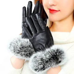 Пар/лот 200 Модные женские уличные перчатки зимние водительские ветрозащитные теплые кроличьи меховые перчатки однотонные наручные варежки