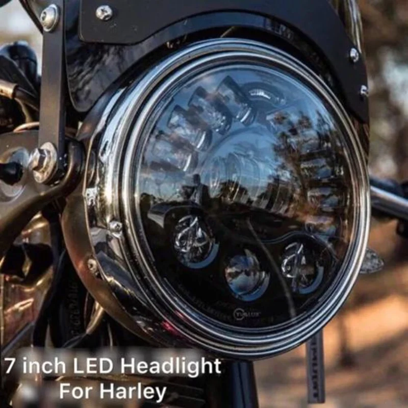 LED Harley Motorcycle Headlight Daymaker Black Projector DRl