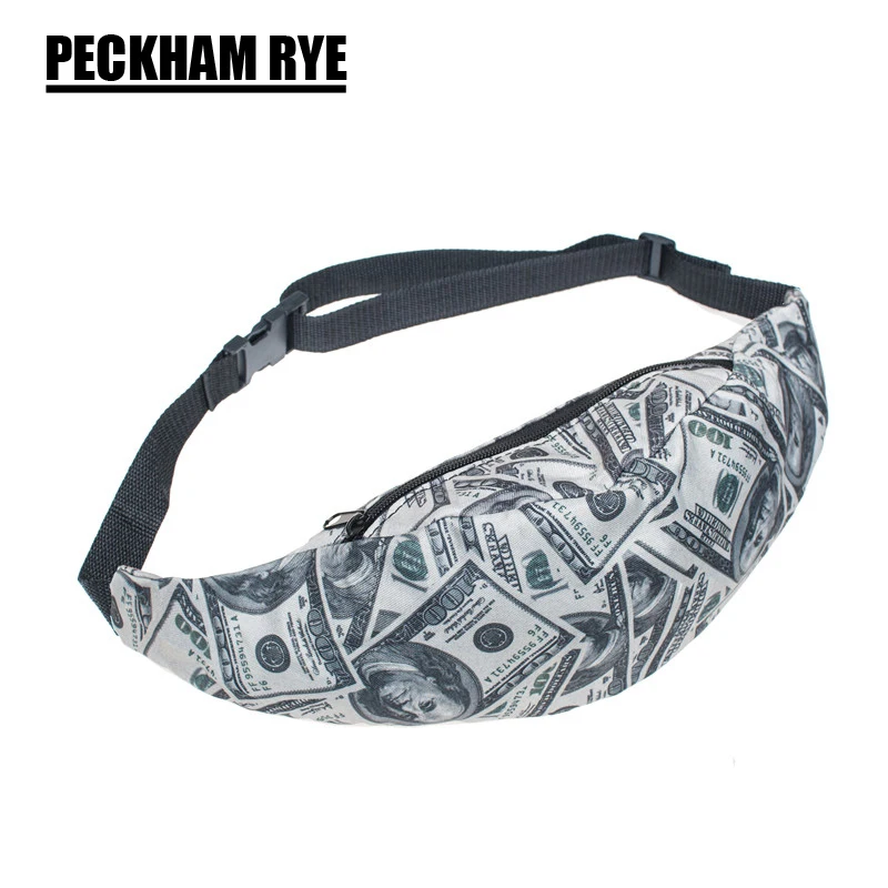 2017 fashion DIY 3D US dollar Printed Fanny Packs Money Waist Bags