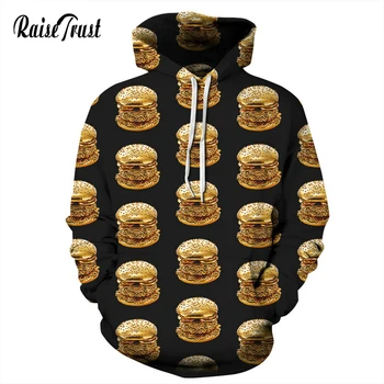 

Raise Trust 3D Hoodies For Men/Women Fashion Print Hamburgers Delicious Food Casual Long Sleeves Pullover Hoody Jacket Harajuku