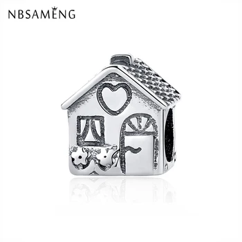 

New 100% 925 Sterling Silver Bead Charm Love Flower Family House Charms Beads Jewellery Fit Pandora DIY Bracelets Women Jewelry