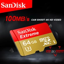 Free shipping SanDisk Memory Card Extreme microSD UHS-I microSDXC Class10 U3 90MB/S 32GB 100 MB/s 64GB TF Card Support 4K UHD