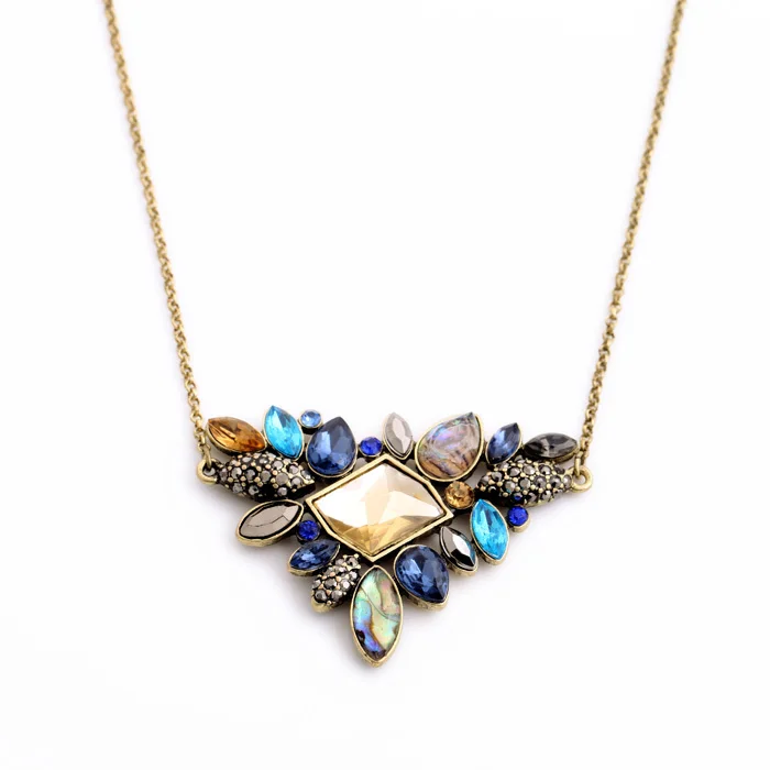 

Fashion necklace 2014 New fashion and pure and fresh and contracted color restoring ancient ways gem flower girl sweater chain