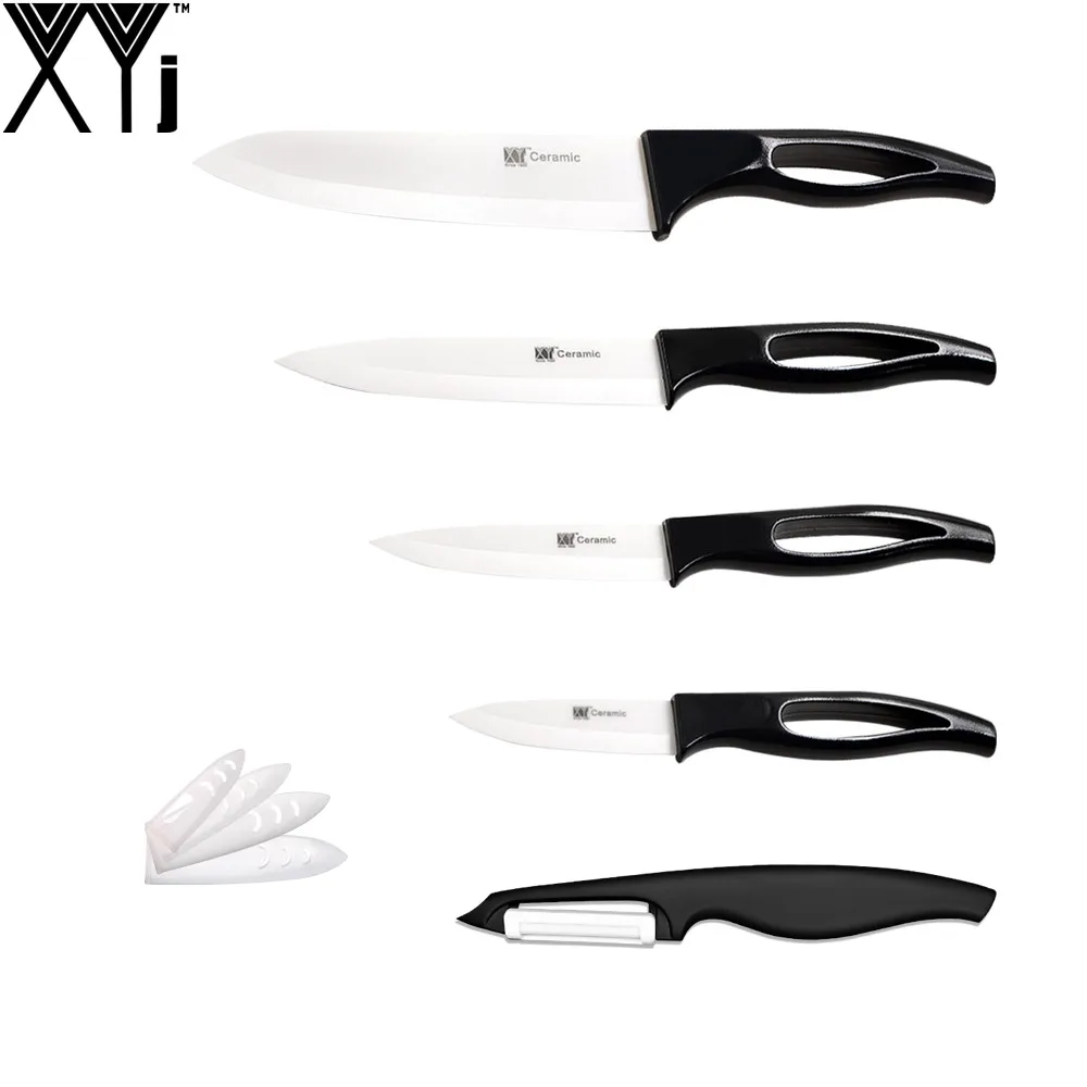 

XYj Perfect Kitchen Knife Set Peeler + 6" 5" 4" 3" Zirconia Ceramic Knife White Blade Chef Sciling Utility Paring Cooking Knife